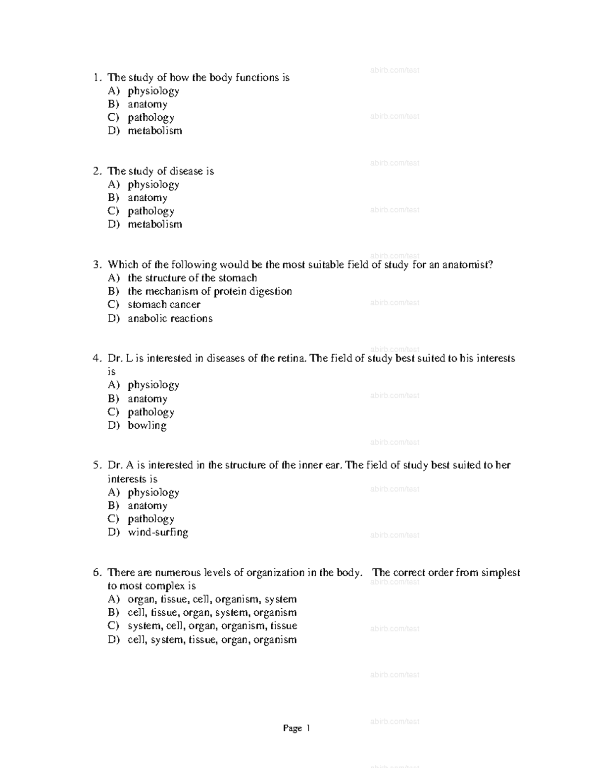 Chapter 01- Organization of the Human Body - Page 1 The study of how ...