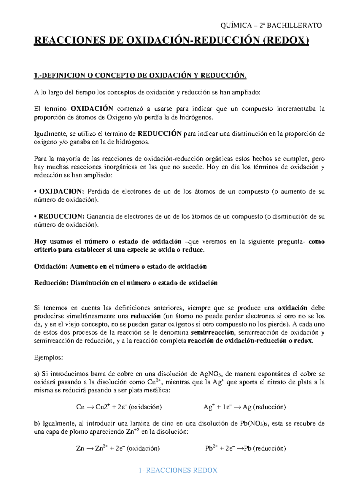 Reacciones Redox Ejercicios Redox Ejemplos Reacciones De Oxidaci N