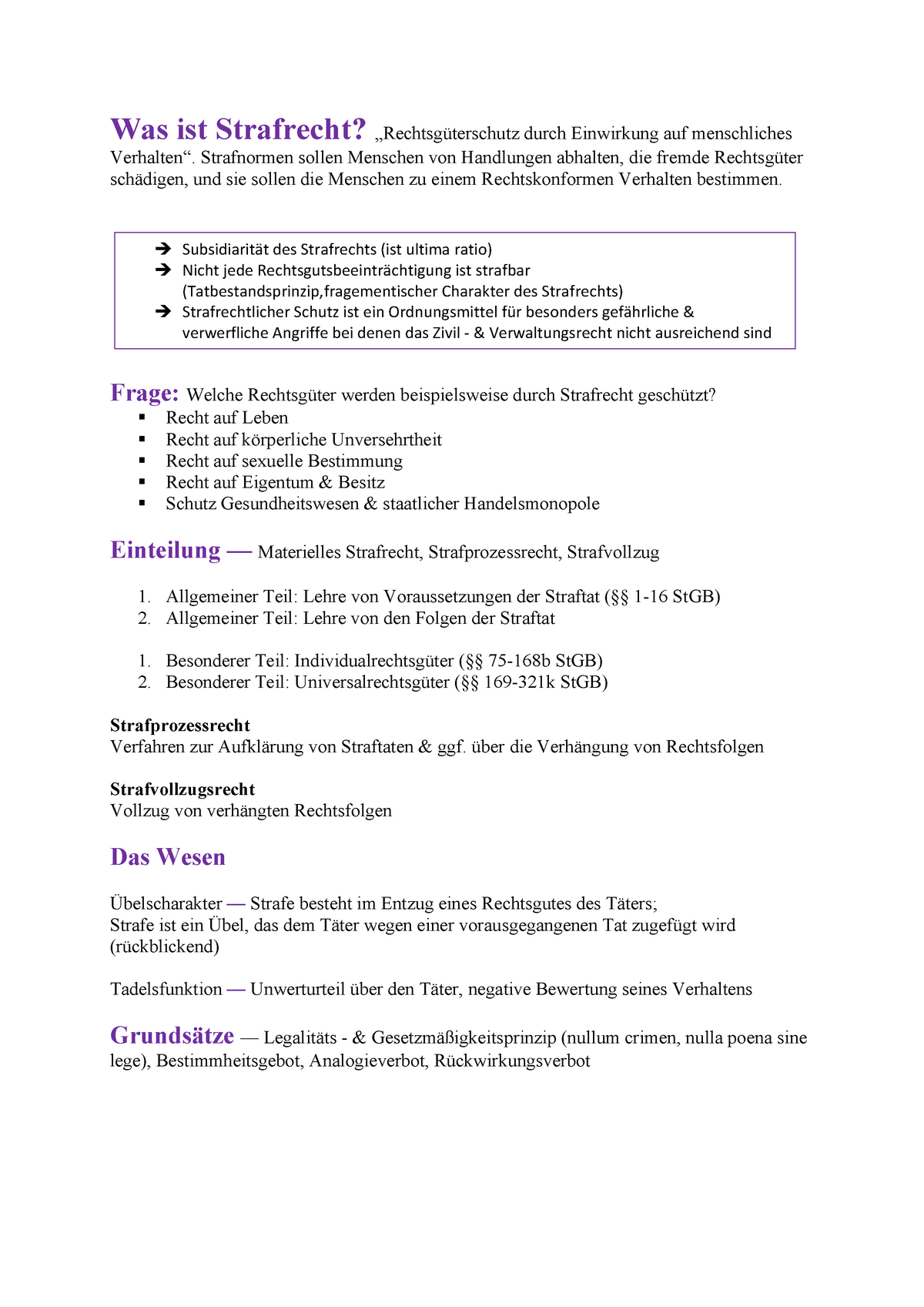 Anfängerübung Zum Strafrecht Zusammenfassung SS 2021 - Was Ist ...