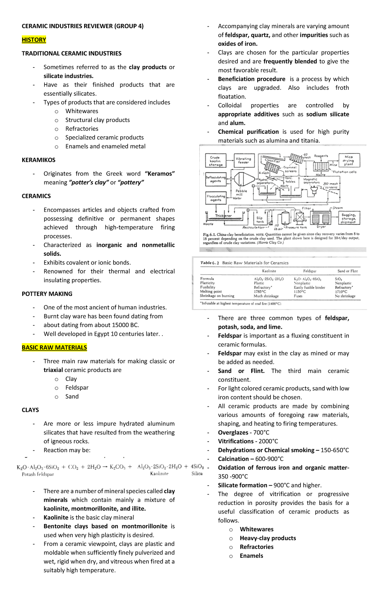 Ceramic Industries Reviewer - CERAMIC INDUSTRIES REVIEWER (GROUP 4 ...