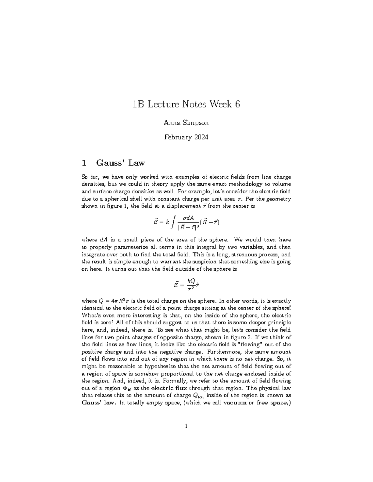 1B Lecture Notes Week 6 - For example, let’s consider the electric ...