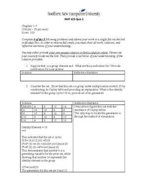 MAT 415 Homework Module Three - MAT 415 Homework Score: 47/ Please Use ...