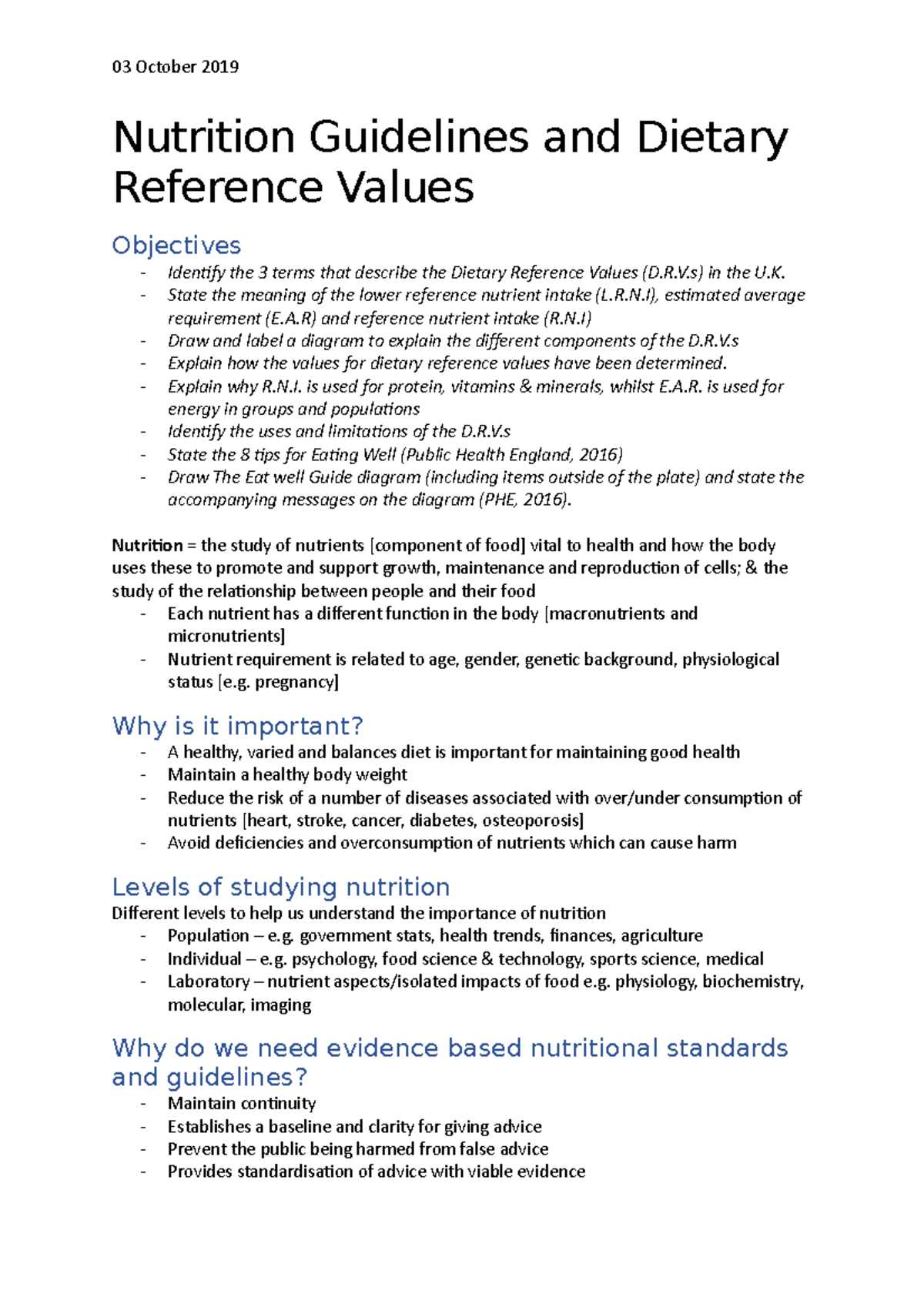 Dietary Reference Values R.V) in the U. State the meaning of the