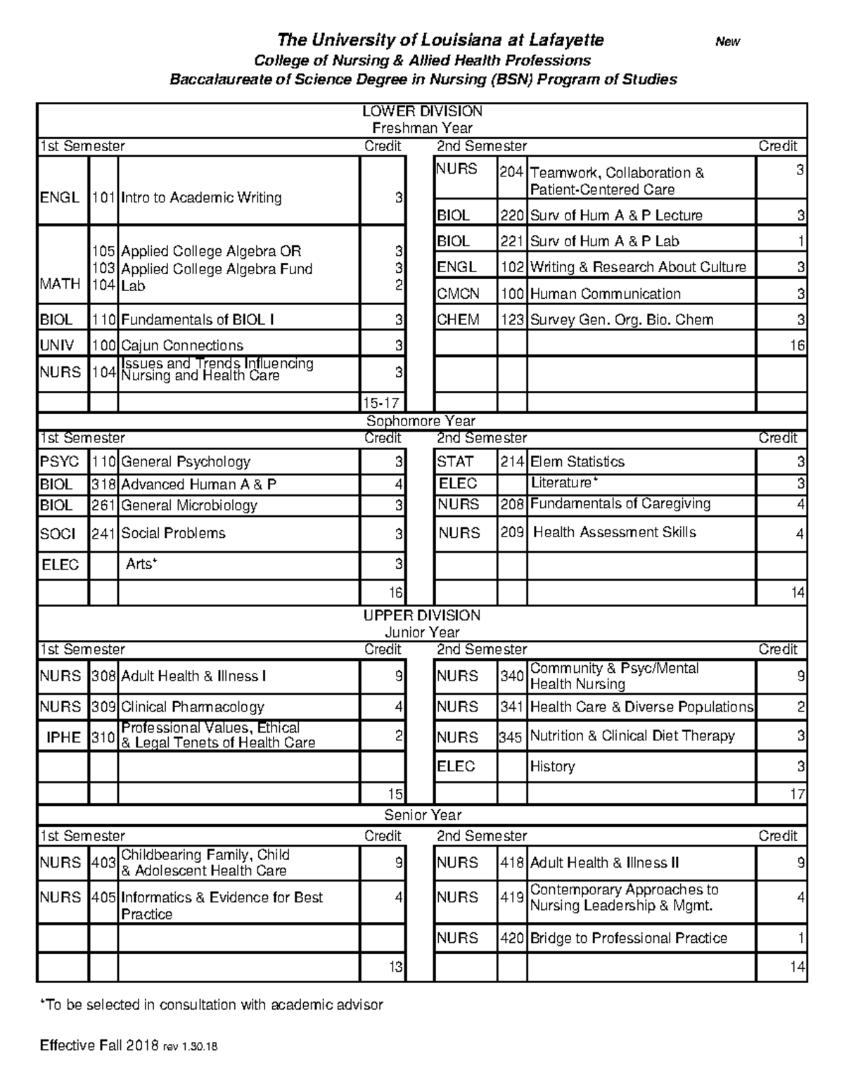 nursing curriculum lau