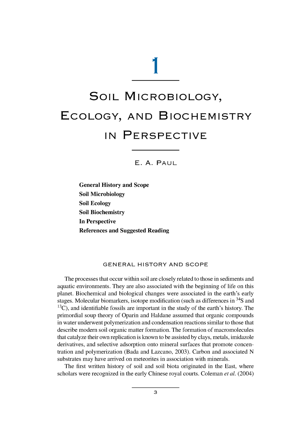 SOIL Microbiology, Ecology, AND Biochemistry IN Perspective - 1 SOIL ...