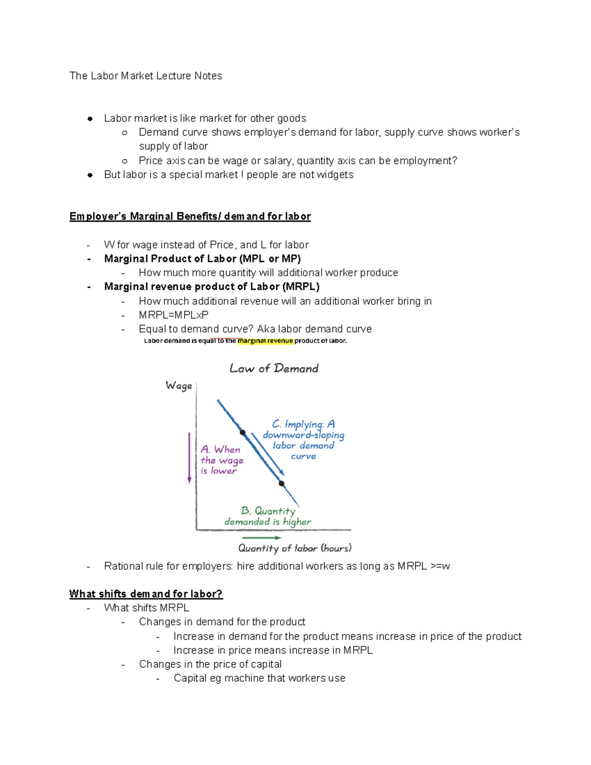 Labor Lecture Notes- Chapter 11, Or Lecture 17 And 18 - The Labor ...