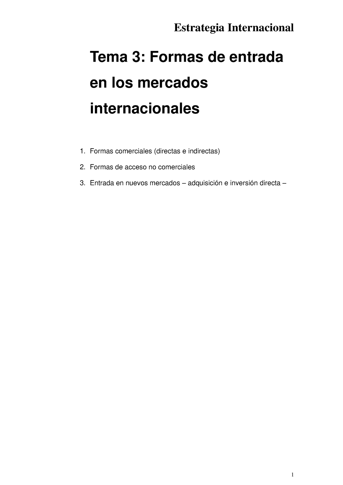 Tema 3 Formas De Entrada En Los Mercados Internacionales Ampliaci¢n ...