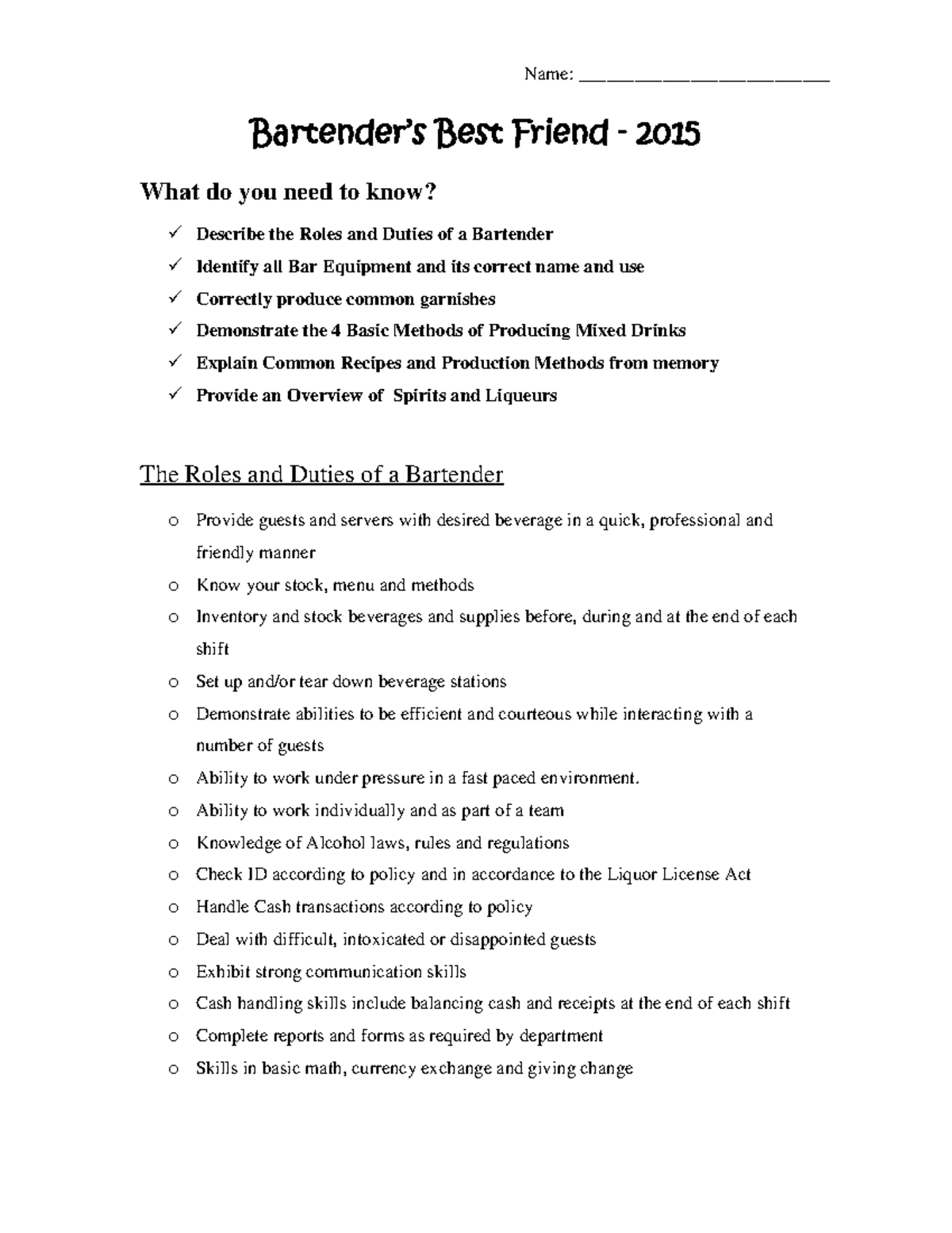 Bartender's Best Friend 2015 Bartender’s Best Friend 2015 What do