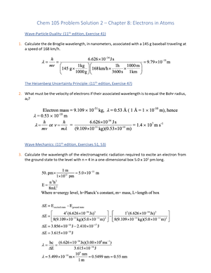 CHEM 105 - Problem Solution 1 - Chem 105 Problem Solution – Chapter 8 ...