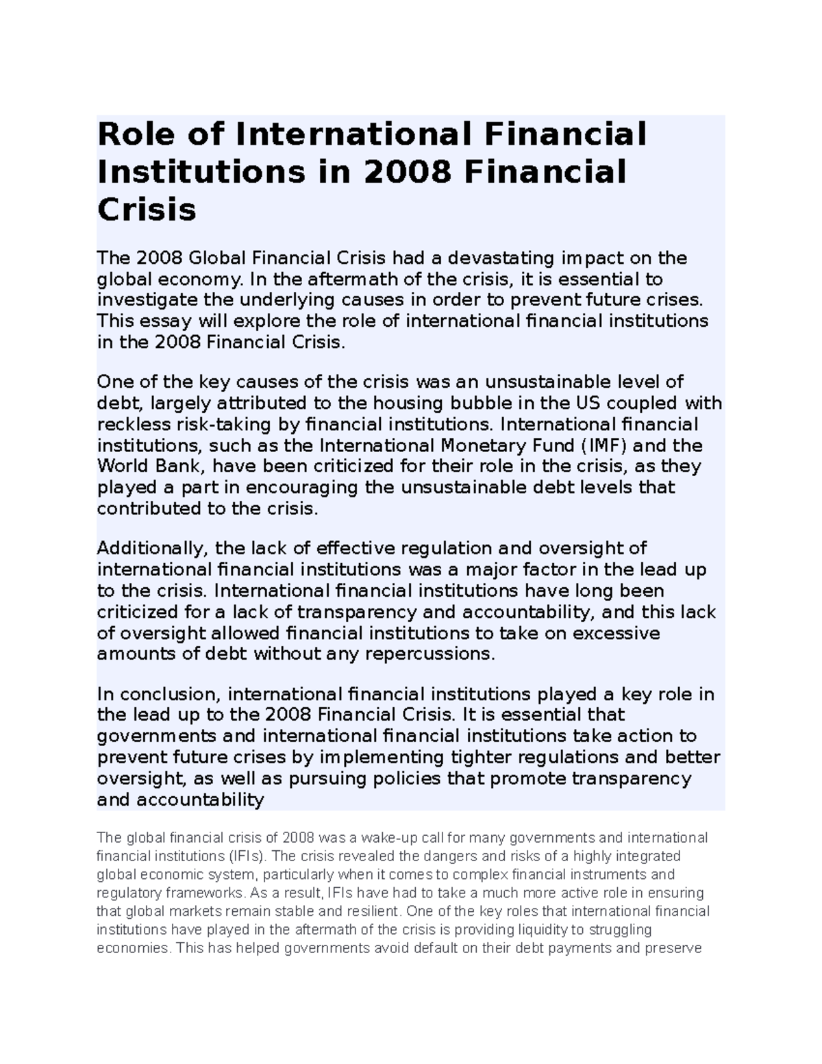 Ep 49 - Informative - Role of International Financial Institutions in ...