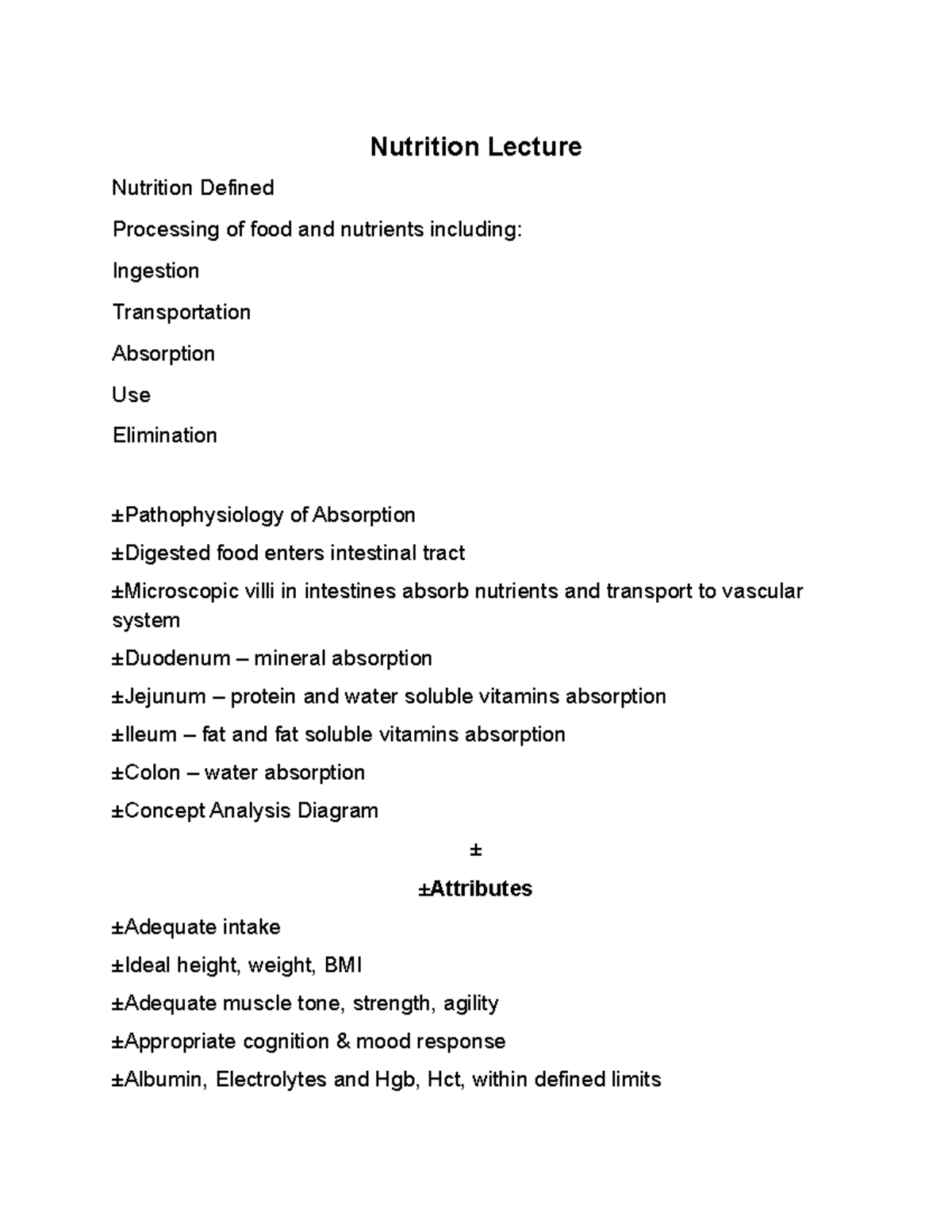 Nutrition lecture - Nutrition Lecture Nutrition Defined Processing of ...