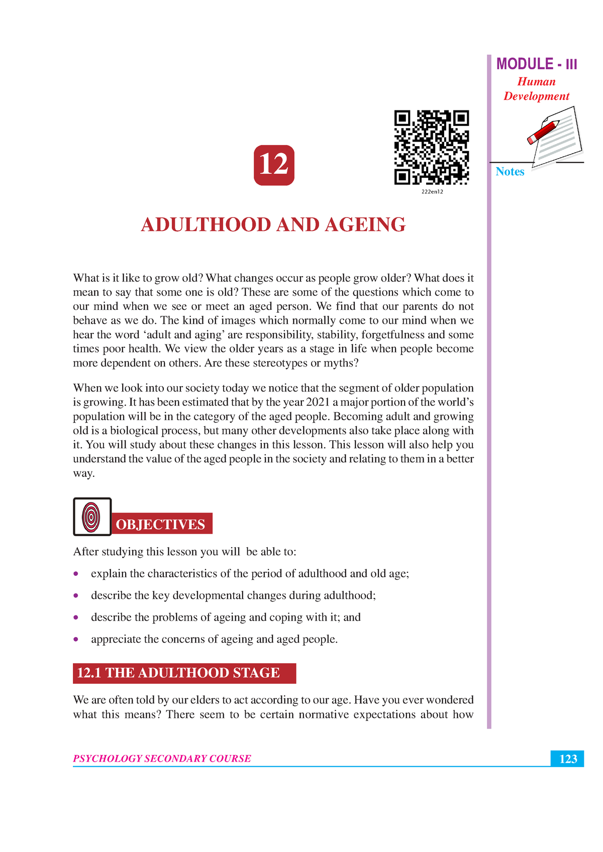 Chapter-12 - MODULE - III Human Development Notes Adulthood And Ageing ...