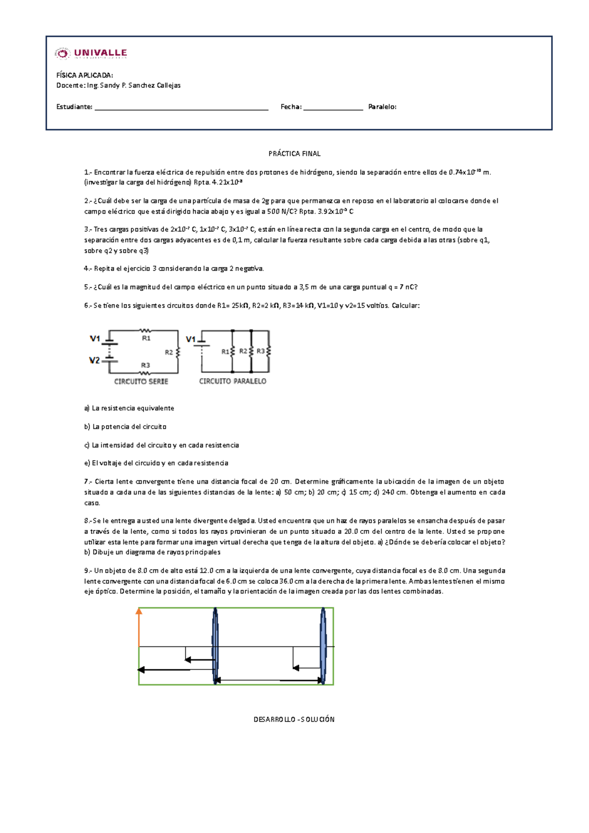 Práctica final - FÍSICA APLICADA: Docente: Ing. Sandy P. Sanchez ...