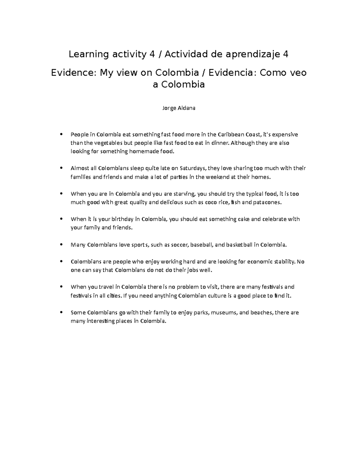 Learning activity 4 my view on Colombia - Jorge Aldana - Learning ...