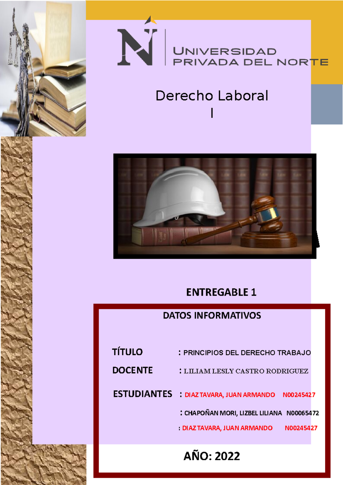 Infografia Derecho Laboral 1 Datos Informativos TÍtulo Principios