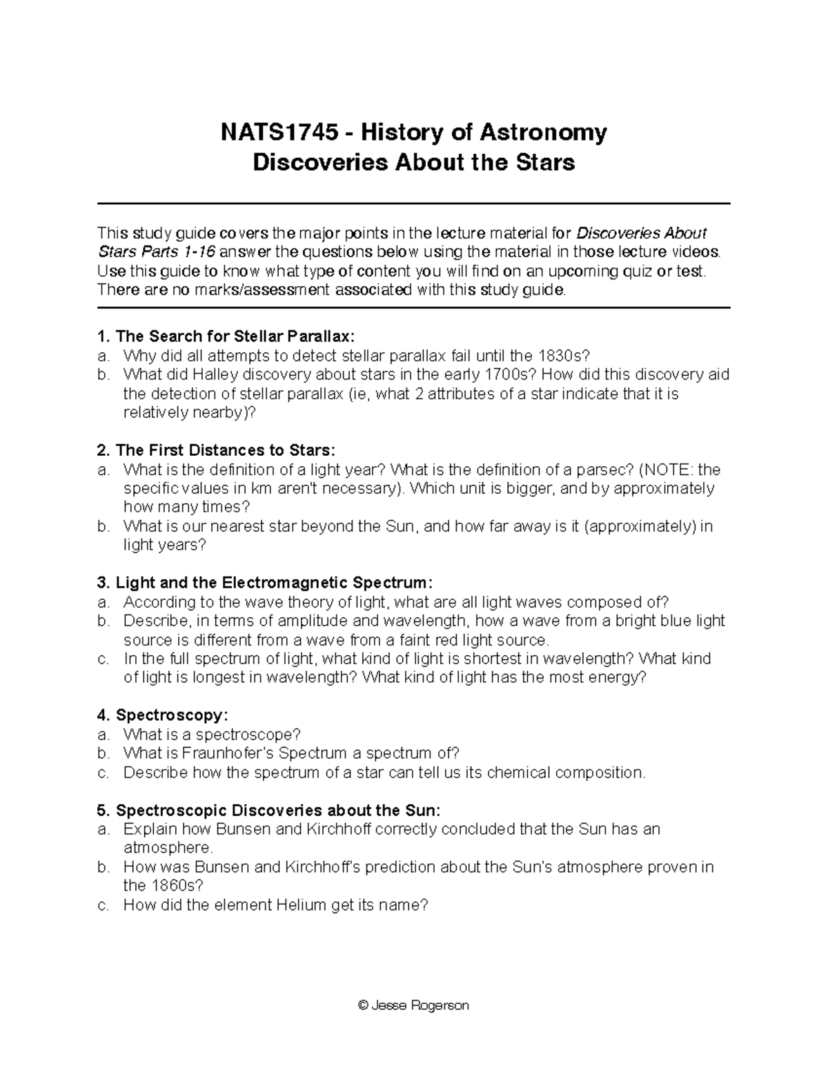 NATS1745A - Discoveries About Stars - Study Guide - NATS1745 - History ...