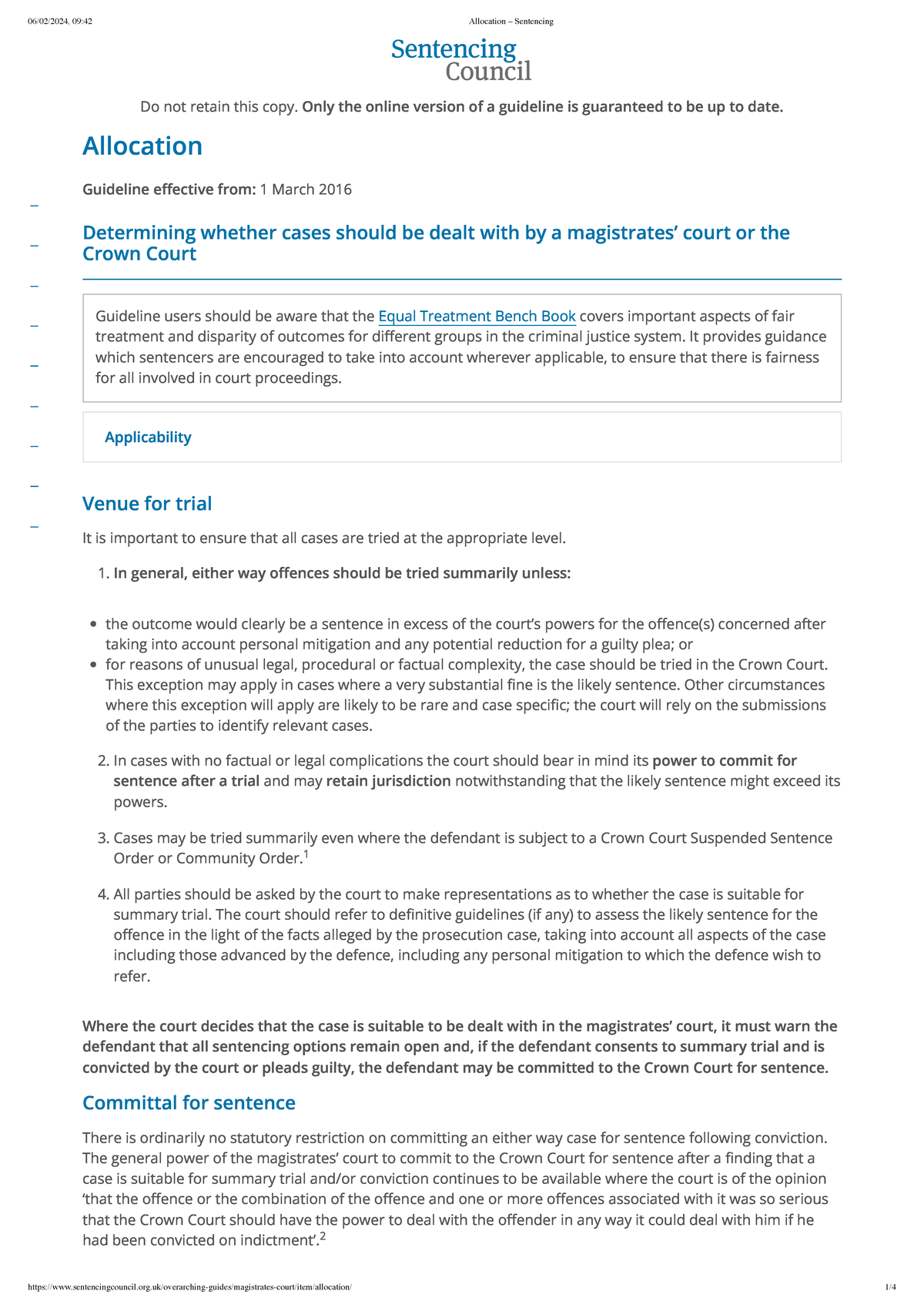 Allocation – Sentencing - Do not retain this copy. Only the online ...