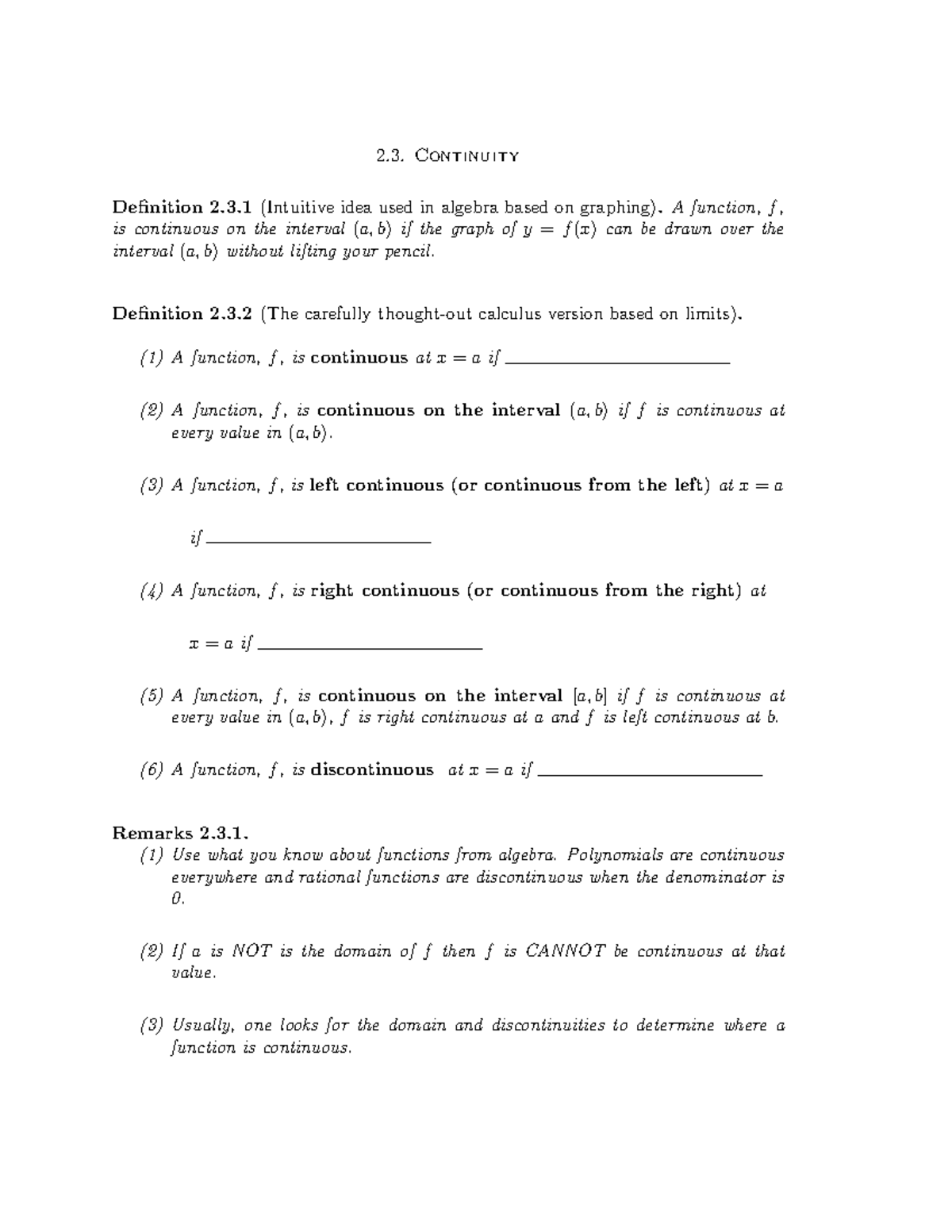 2 3Continuity - notes and practice on continuity - Continuity ...