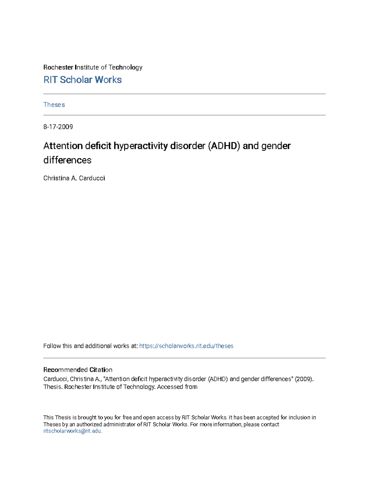 Attention deficit hyperactivity disorder (ADHD) and gender differ ...