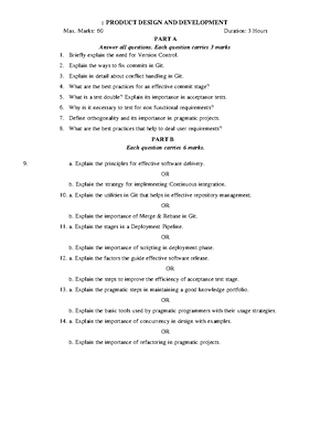 Pddkey - USEFUL QUESTION BANK - Course Name: PRODUCT DESIGN AND ...