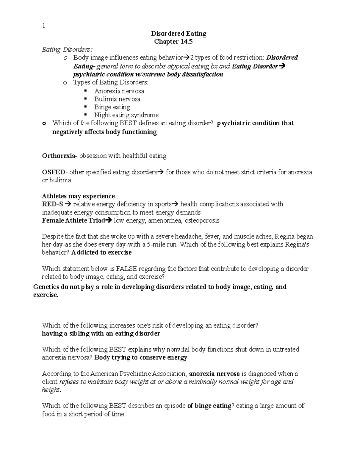 Nutrition-Food Studies 119- Chapter 14 - 1 Disordered Eating Chapter 14 ...