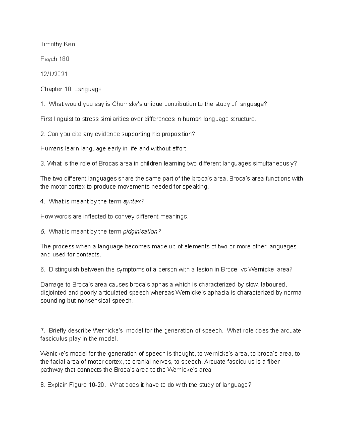 Psych 180 Chapter 10 Study Questions - Timothy Keo Psych 180 12/1 ...