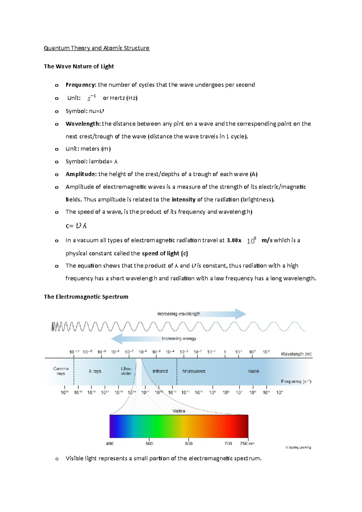 Quantum Theory and Atomic Structure notes - Quantum Theory and Atomic ...