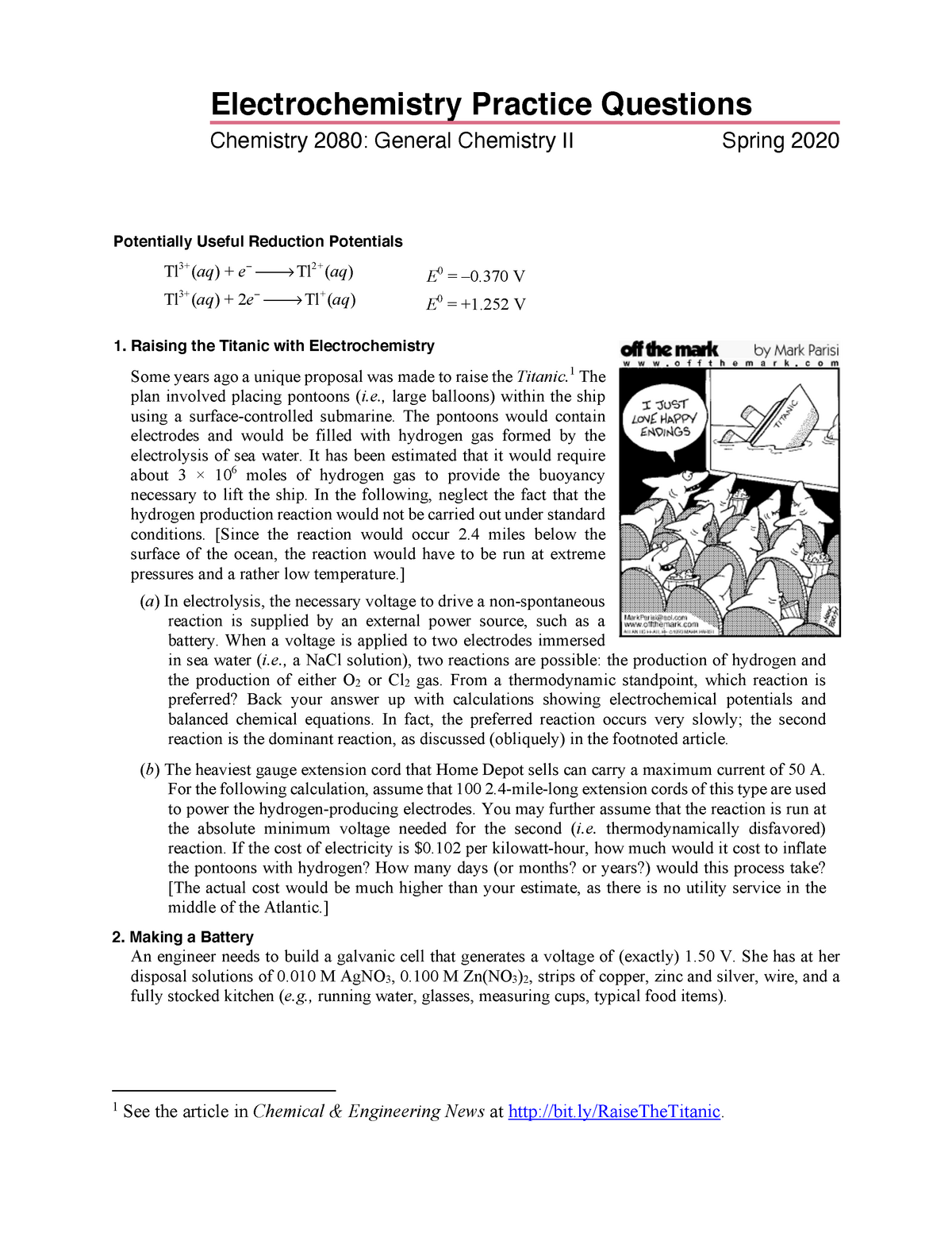 case study based questions on electrochemistry