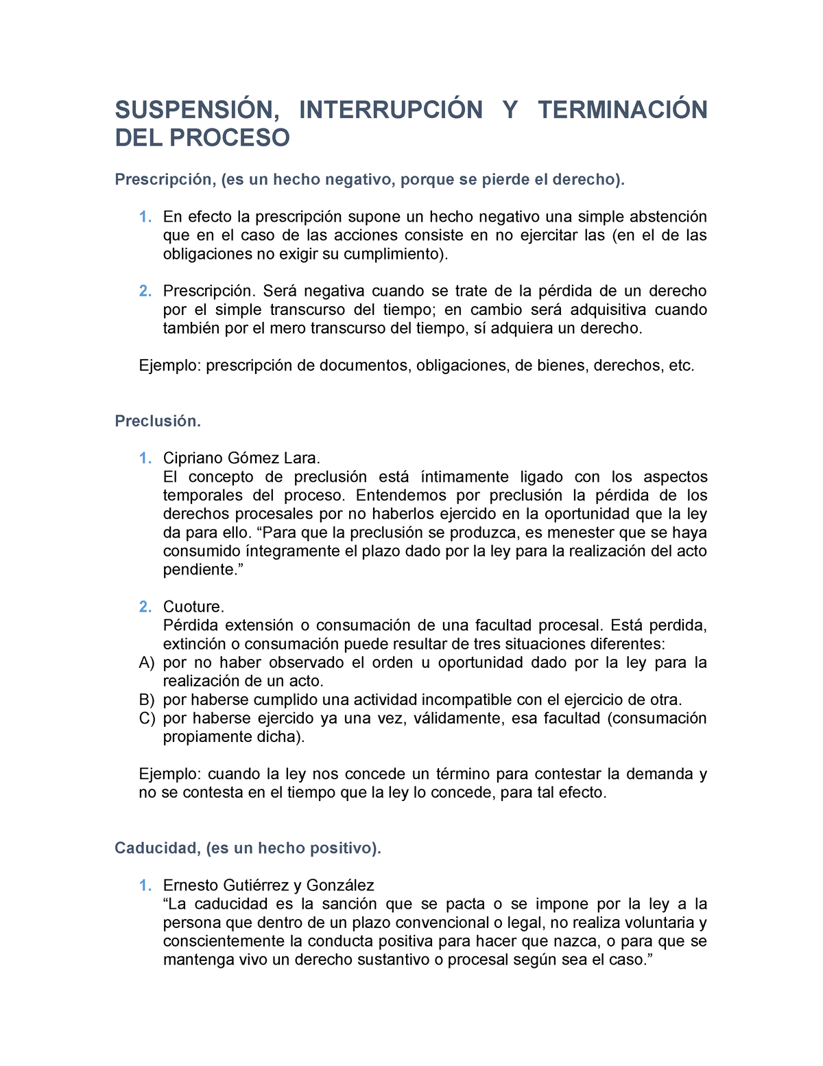 Prescripcion Y Preclusion SuspensiÓn InterrupciÓn Y TerminaciÓn Del Proceso Prescripción Es 7956