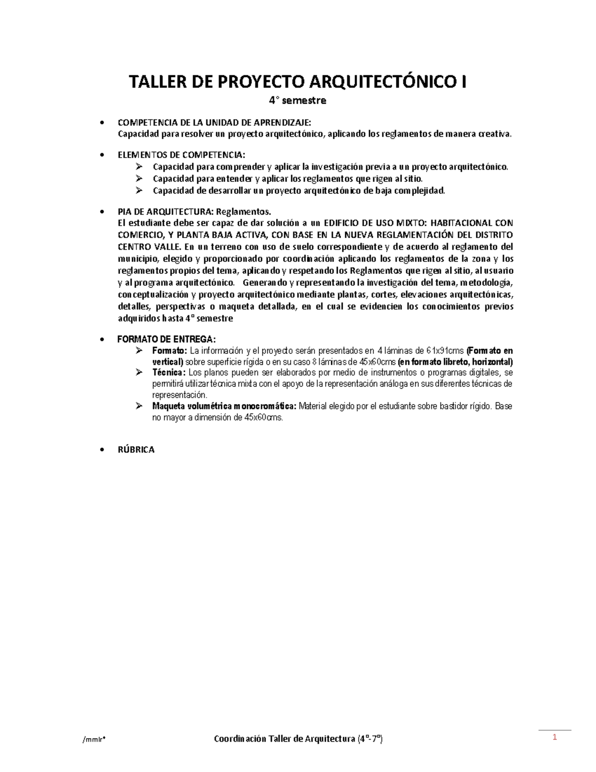 Taller de Proyectos I E J 2023 - TALLER DE PROYECTO ARQUITECTÓNICO I 4 ...