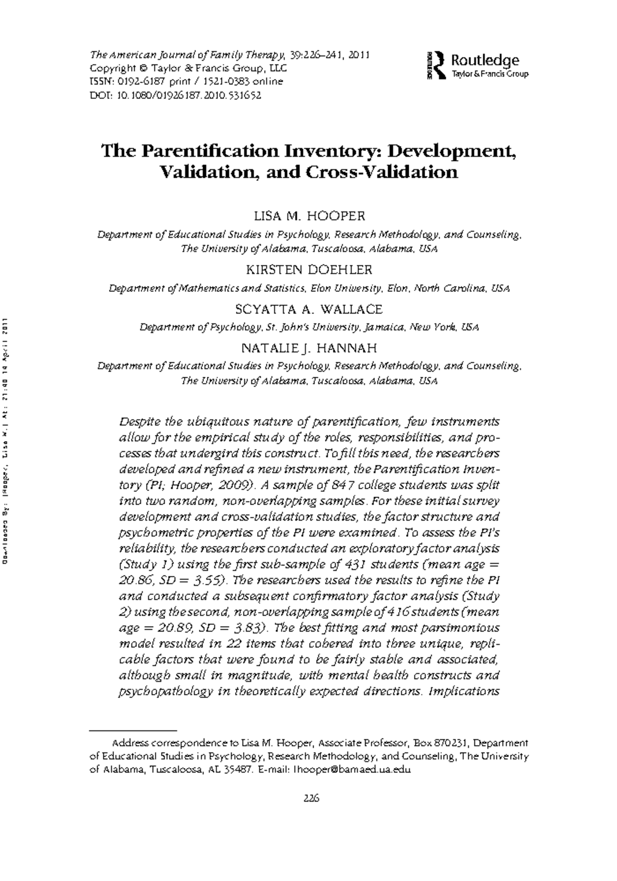 The Parentification Inventory Development Validati - The American ...