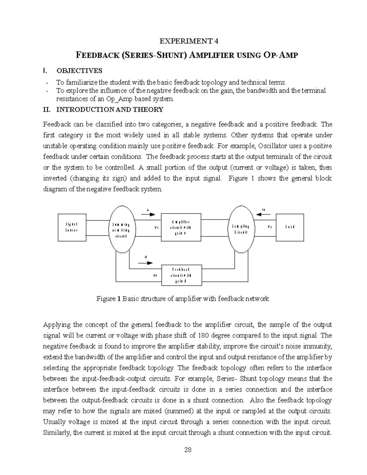 Seminar assignments - lab 4 - FEEDBACK (SERIES-SHUNT) AMPLIFIER USING ...