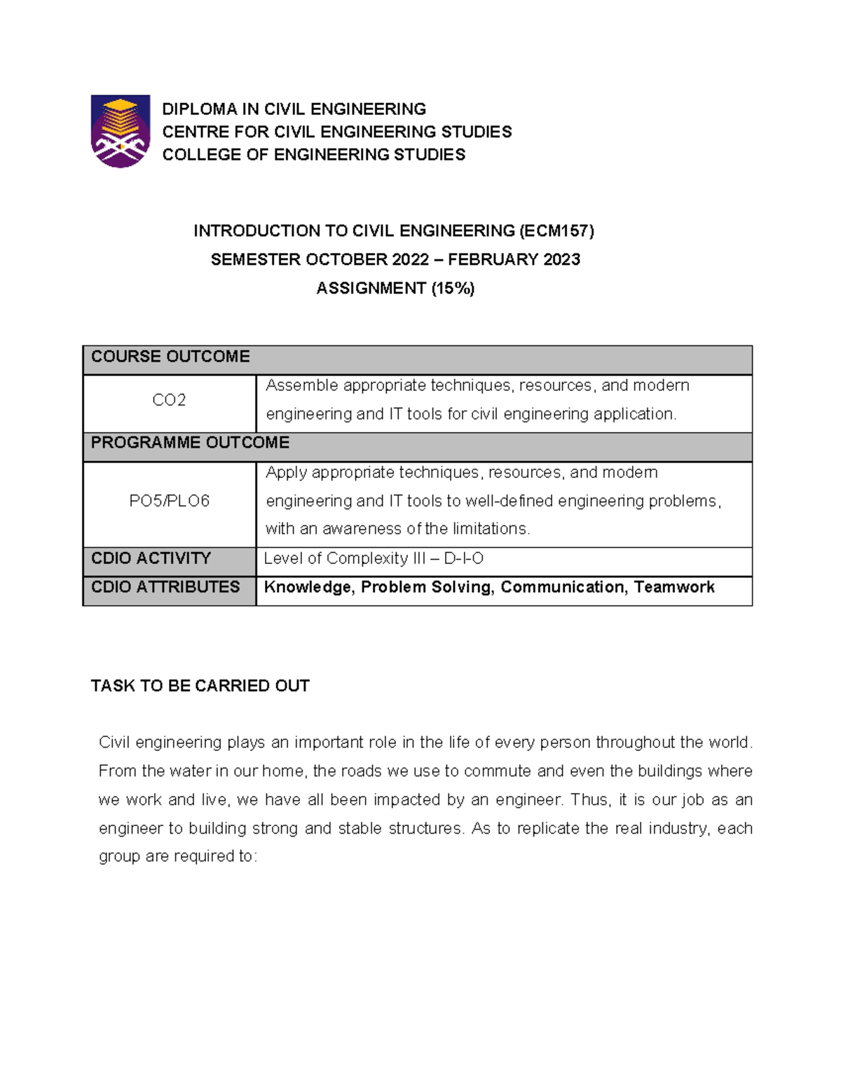 civil engineering room assignment 2021