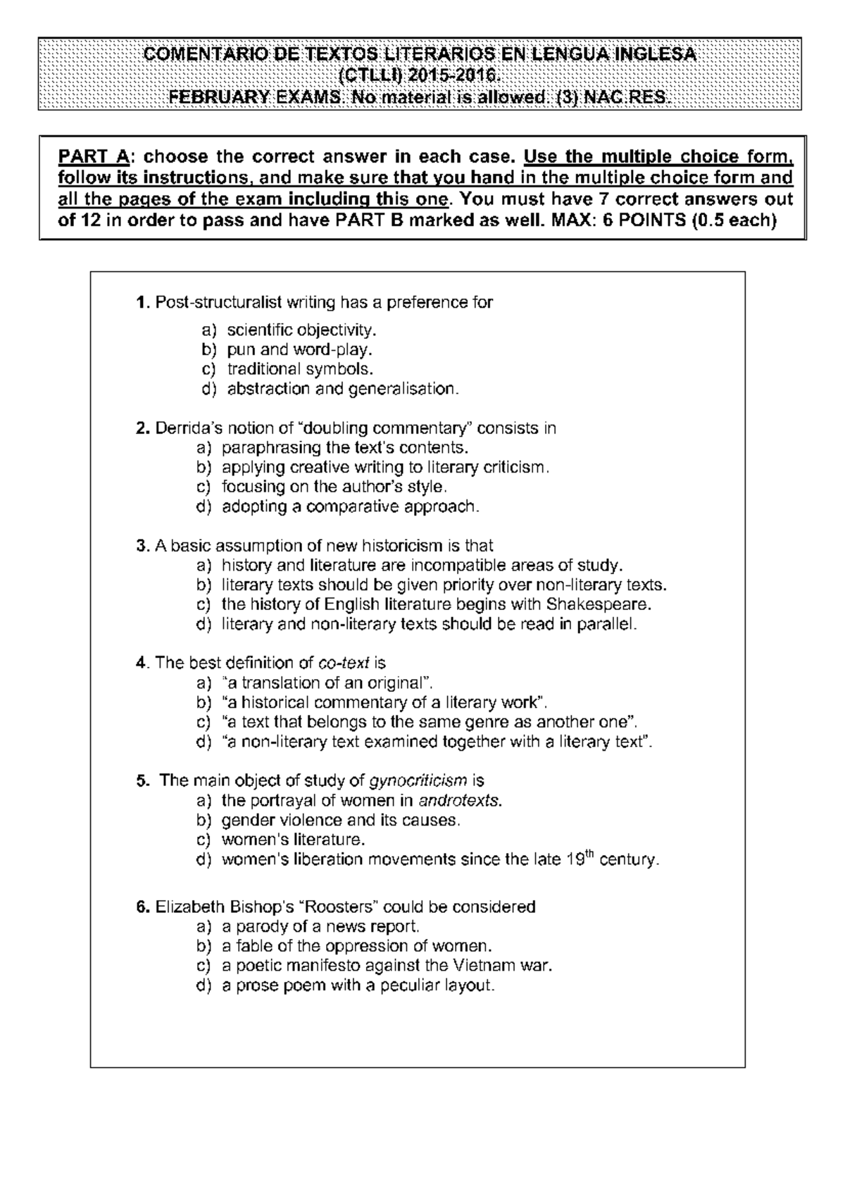 Examen B Año 15-16 - Comentario De Textos Literarios En Lengua Inglesa ...