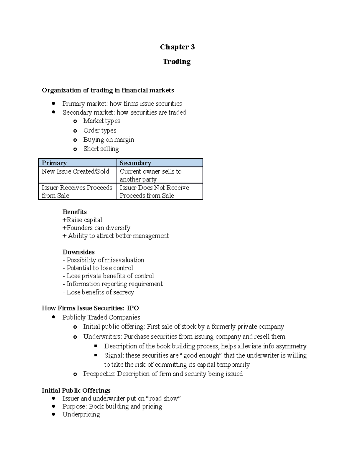 Chapter 3 - Trading - Lecture notes 3 - Chapter 3 Trading Organization ...