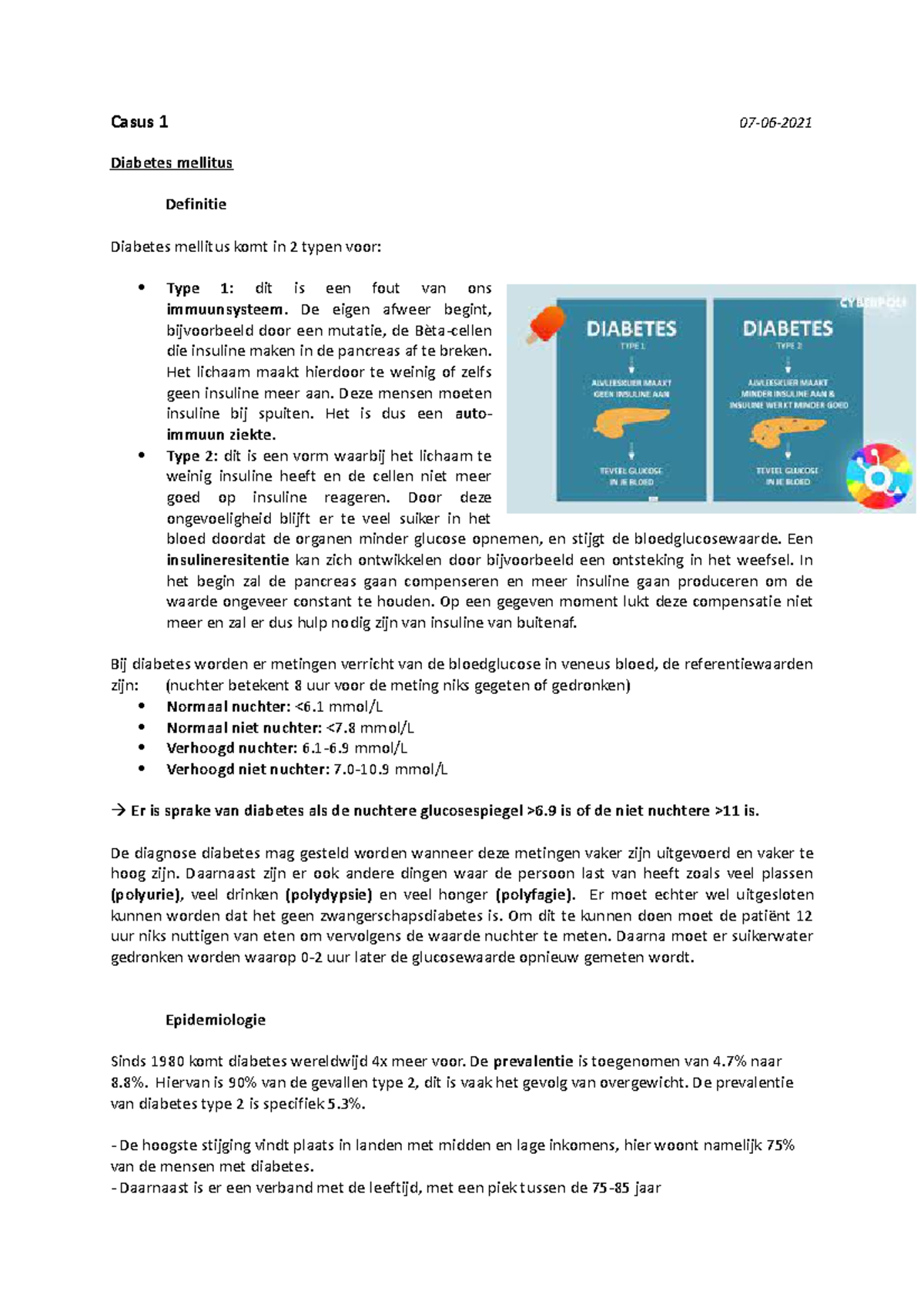 Casus 1 Casus 1 07 06 Diabetes Mellitus Definitie Diabetes Mellitus