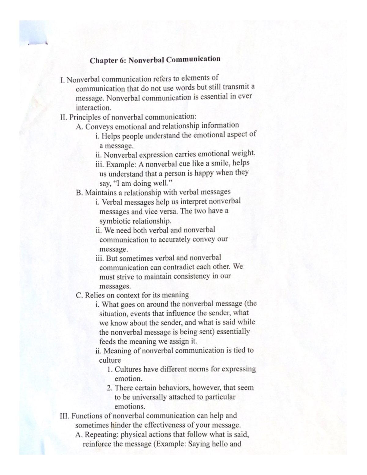 Chapter 6 Nonverbal Communication - CST 110 - Studocu