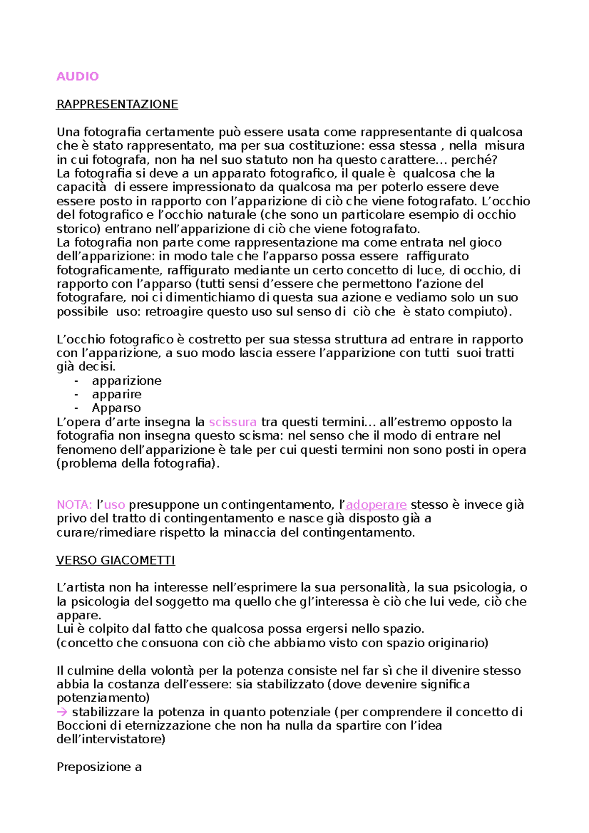 Audio GINO - notes - AUDIO RAPPRESENTAZIONE Una fotografia certamente ...
