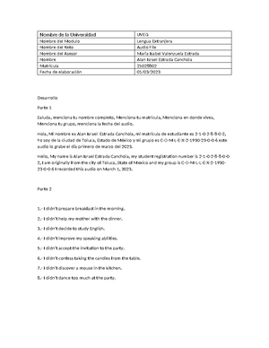 Ingles 2 v1 - trabajo - UVEG SUBJECT: ENGLISH II UNIT: 2 "Sentences ...
