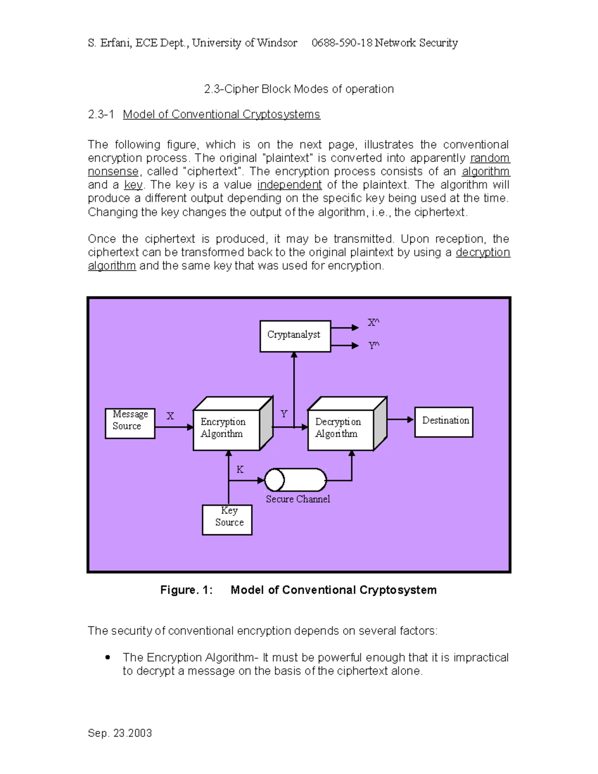 Model of Conventional Encryption - 2-Cipher Block Modes of operation 2 ...