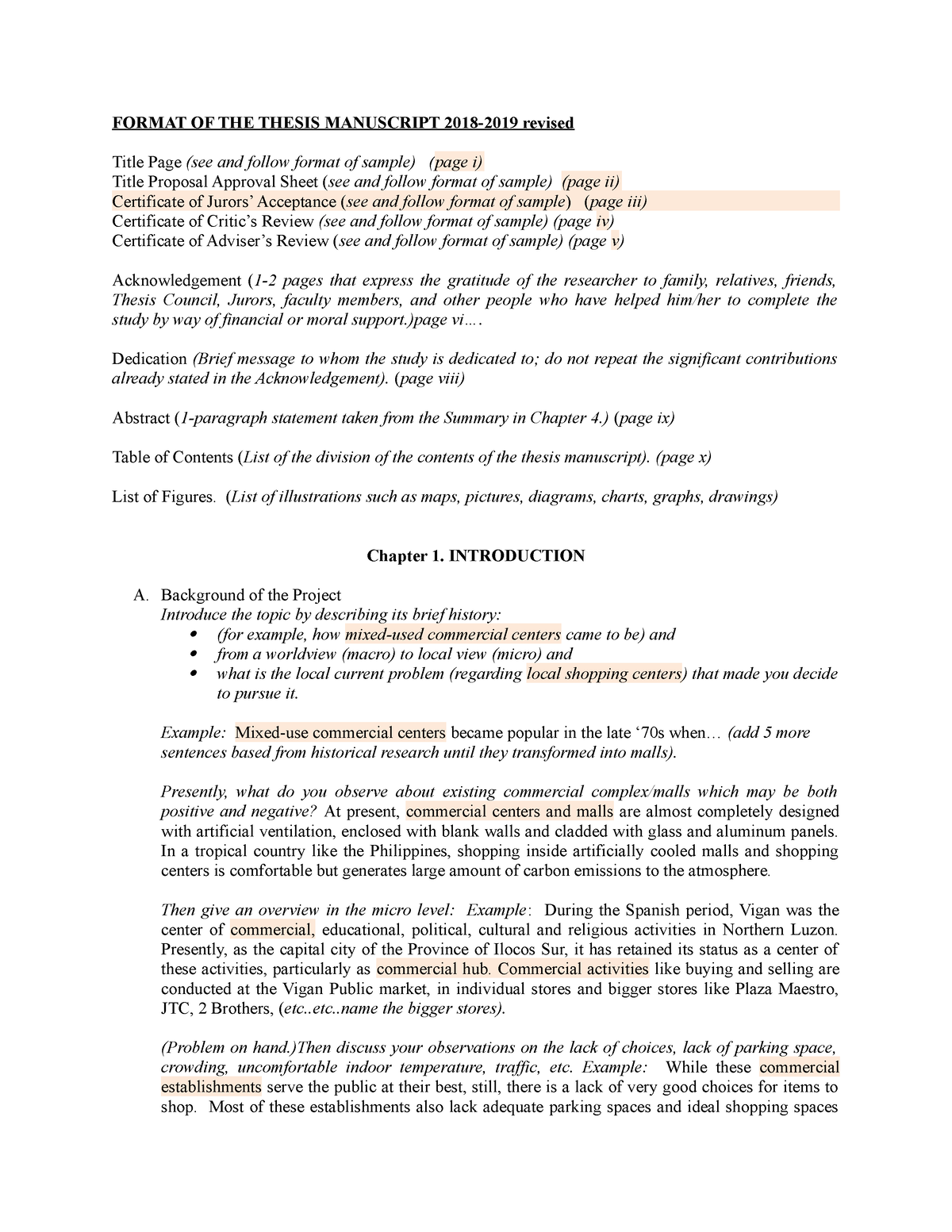 2021 2022 Outline OF Thesis Manuscript FORMAT OF THE THESIS   Thumb 1200 1553 