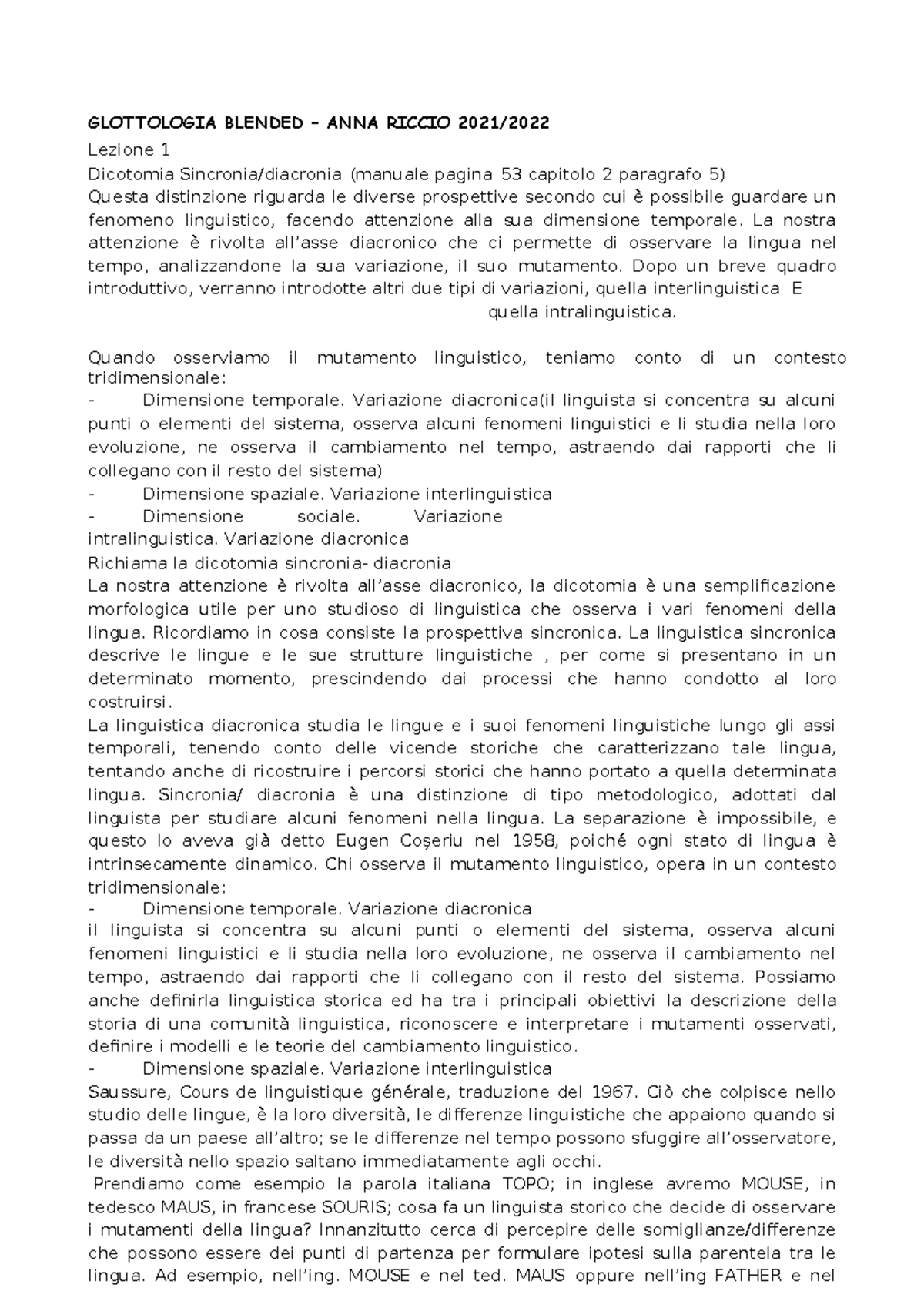 Glotttologia Storica appunti - GLOTTOLOGIA BLENDED – ANNA RICCIO 2021 ...