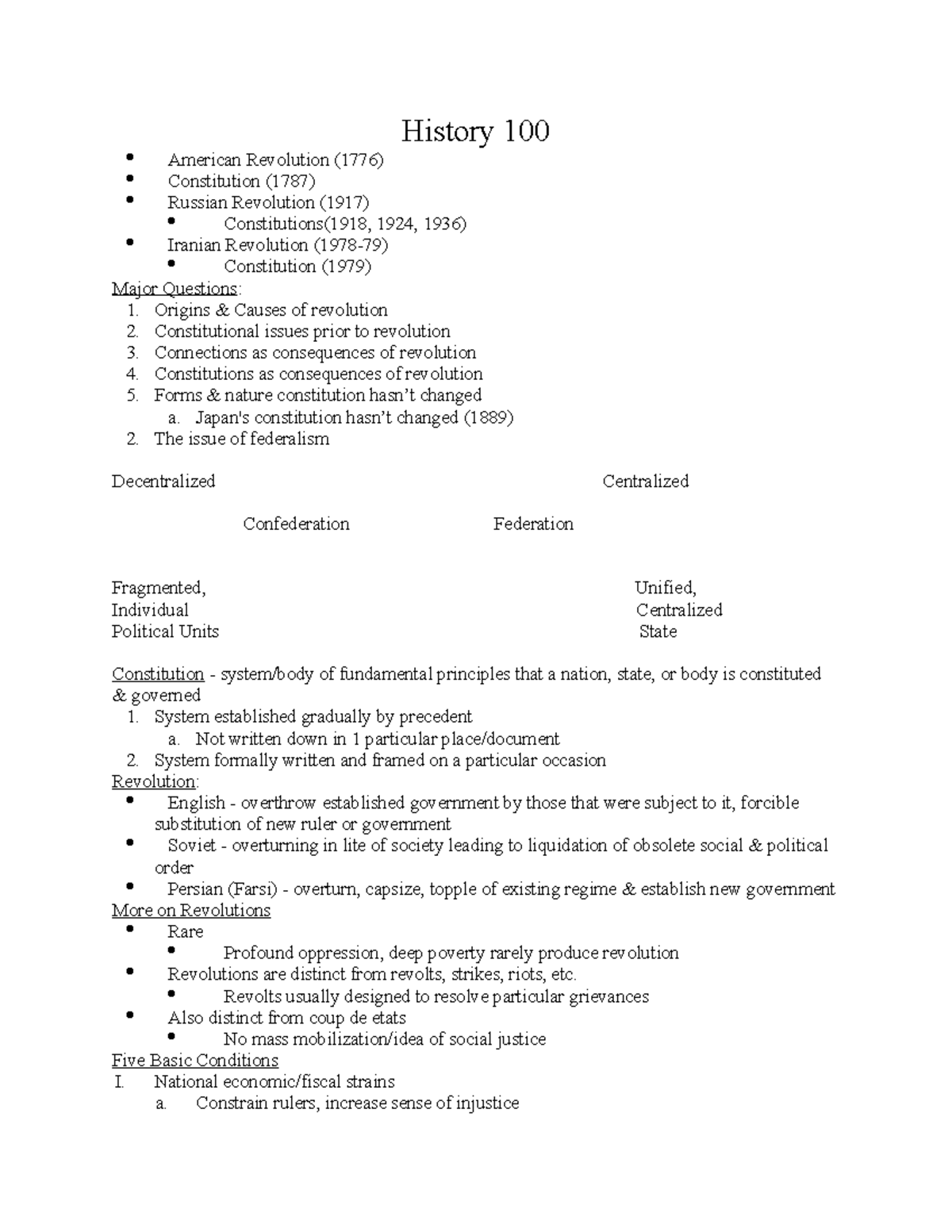 Lecture Notes, Lecture All, History - History 100 American Revolution ...