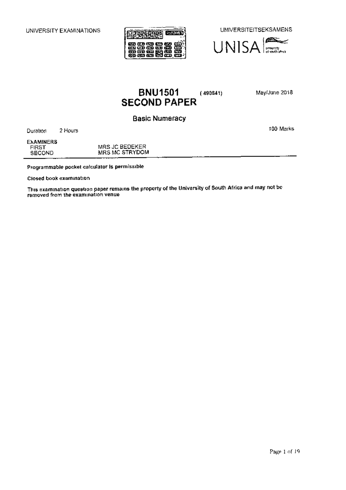 Bnu1501 Exam Paper May 2018 Paper 2 98201 Studocu