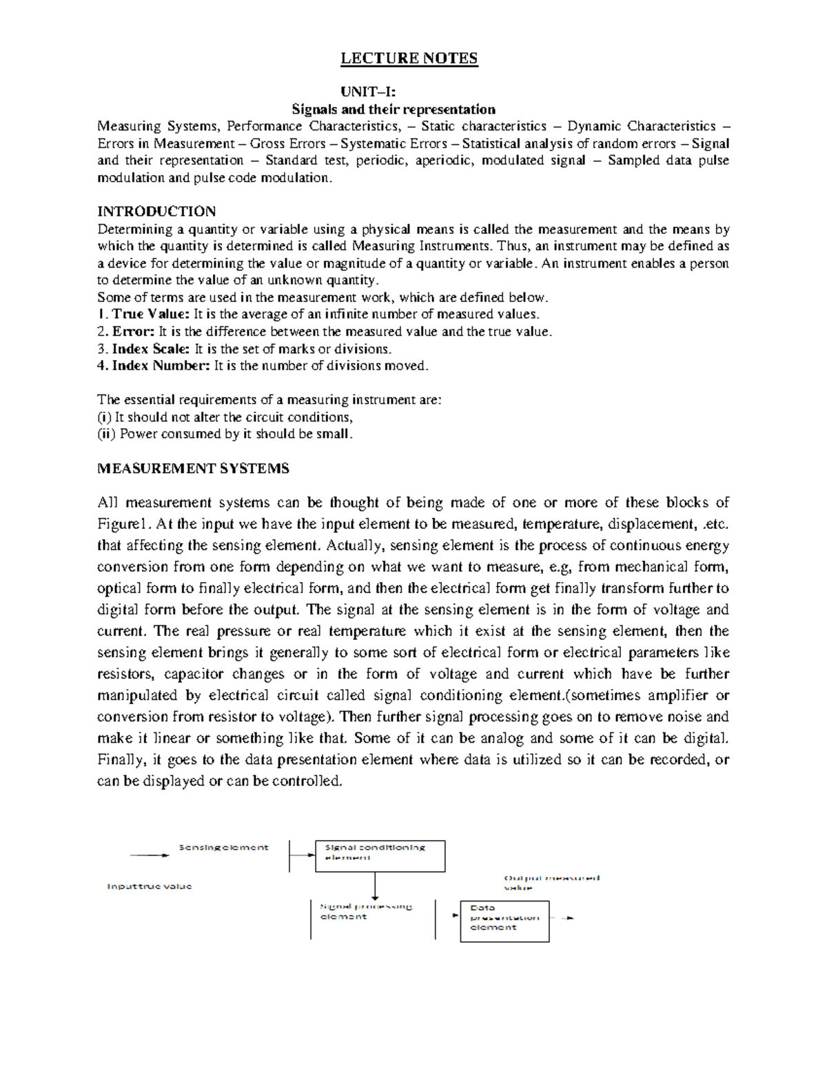 First 10 pages for test 1 - LECTURE NOTES UNIT–I: Signals and their ...