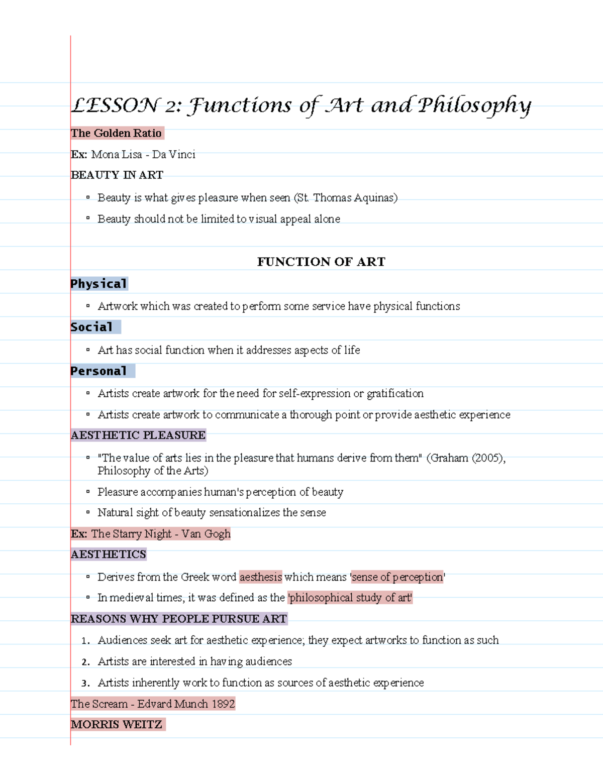 ART Appreciation-Functions Of Art And Philosophy - LESSON 2: Functions ...