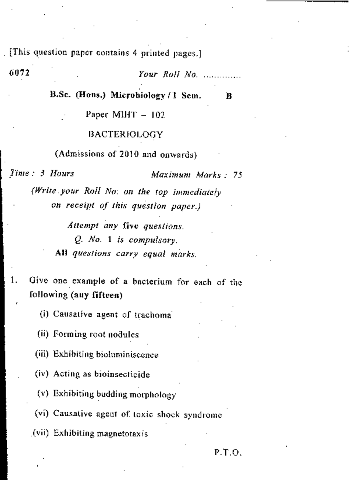 Exam 2016, questions Bacteriology And Virology Studocu