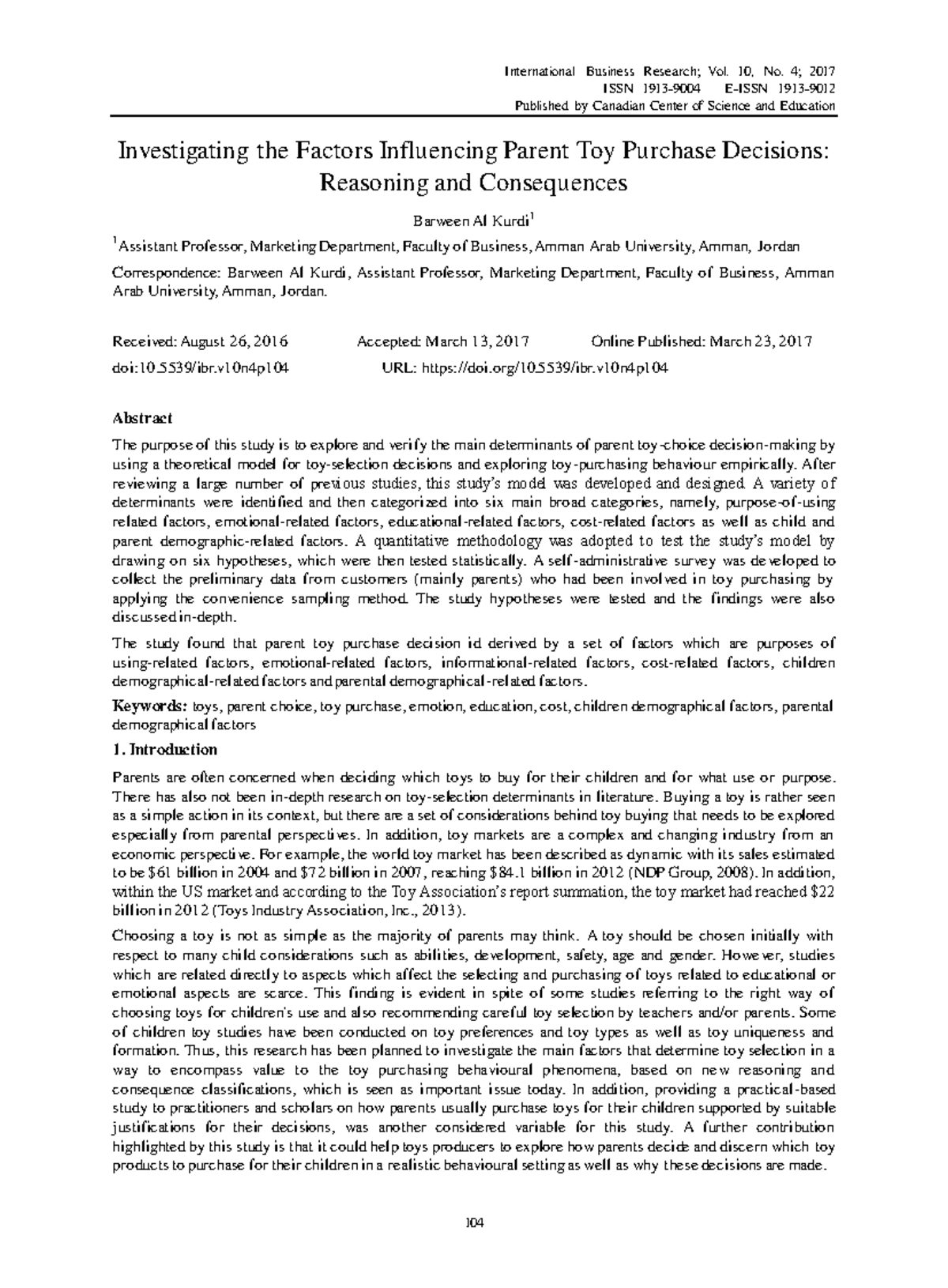 Investigating the Factors Influencing Parent Toy P - International ...