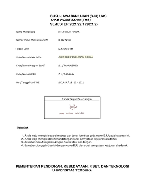 11 - Soal Ujian UT Manajemen EKMA4116 Manajemen - Soal UAS UT Manajemen ...