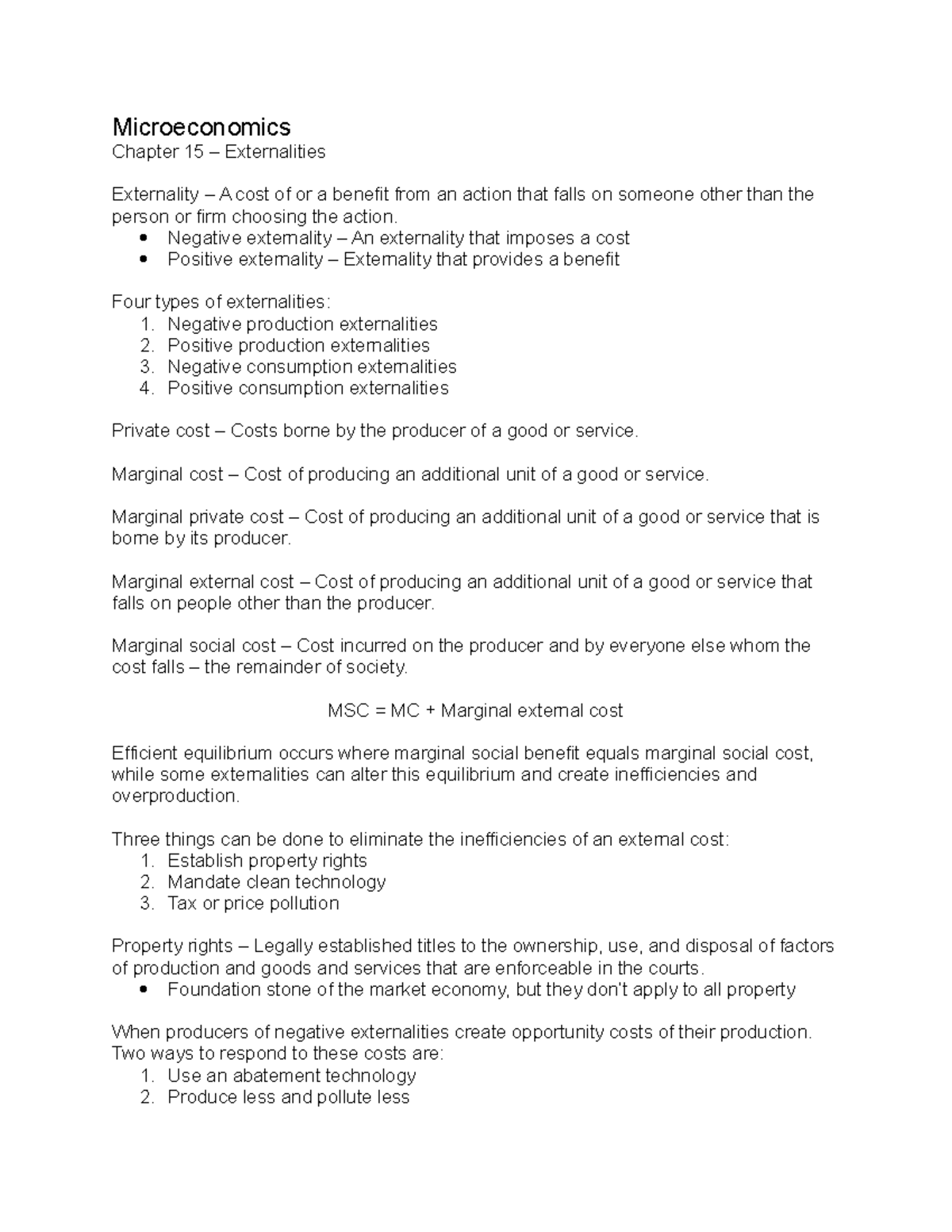 Chapter 15 (Externalities) - Microeconomics Chapter 15 – Externalities ...